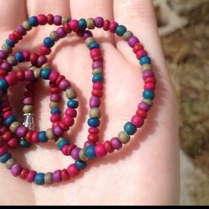Beautiful colored wood beaded necklace